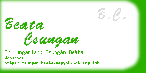 beata csungan business card